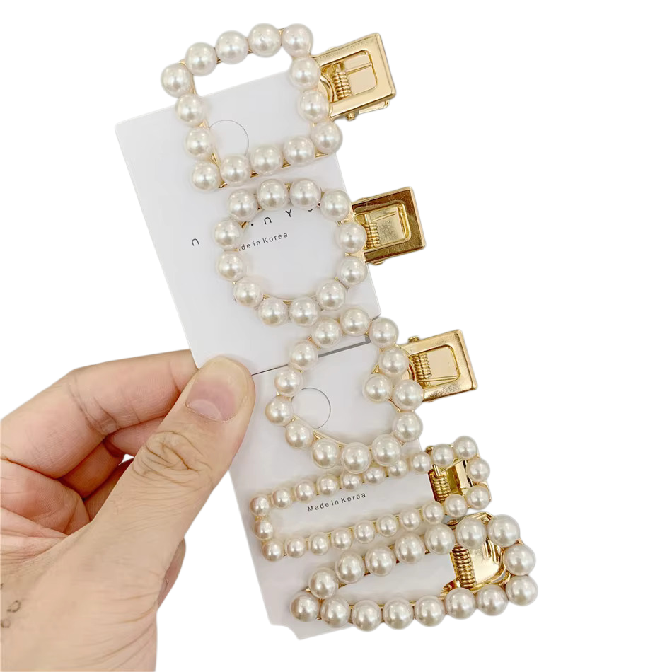 Hair Decorations Metal Pearl Beaded Hairpin Fashion White Hair Pins Bend for Girls Gift