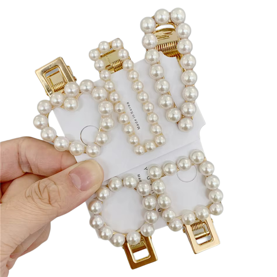 Hair Decorations Metal Pearl Beaded Hairpin Fashion White Hair Pins Bend for Girls Gift