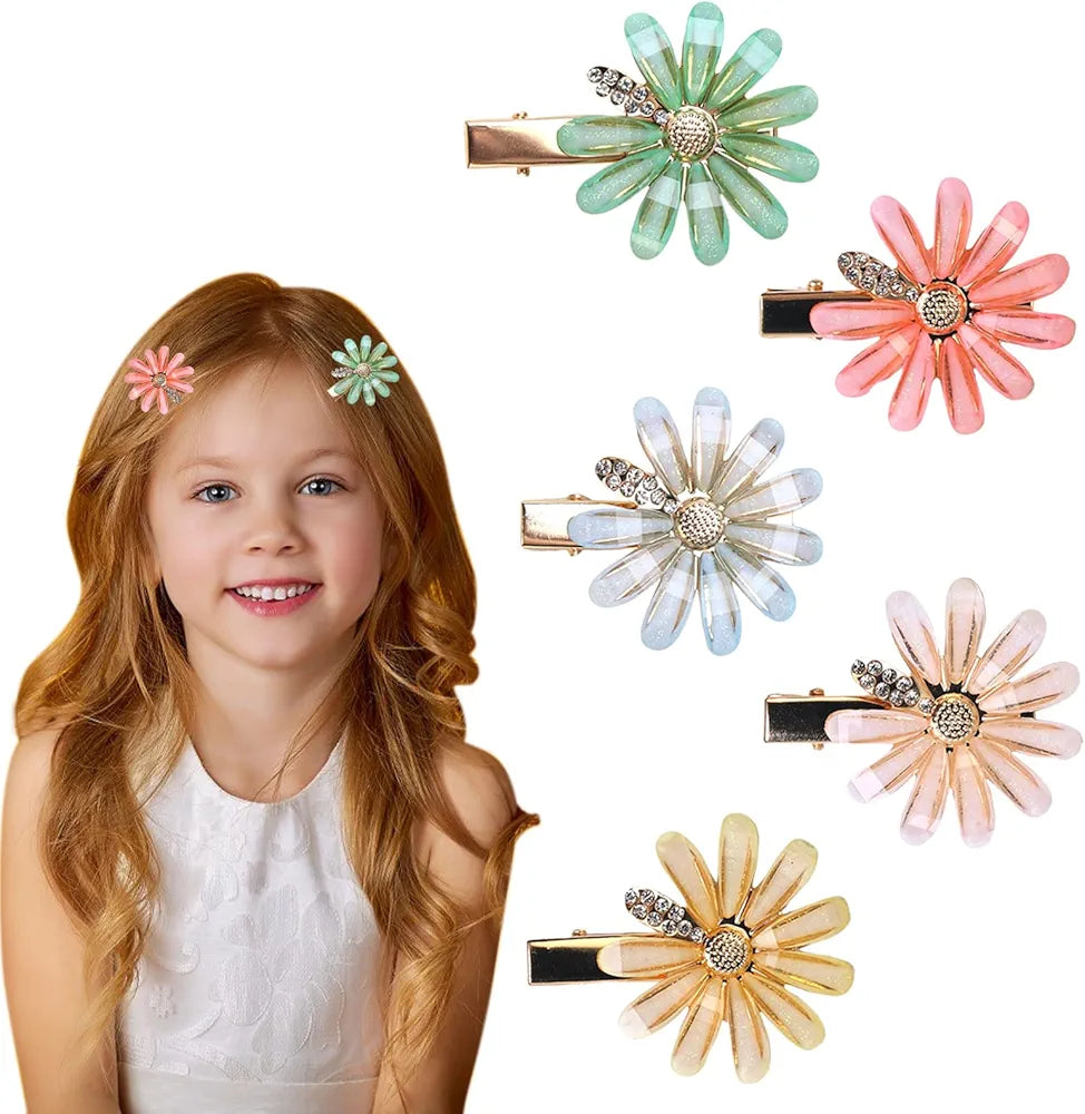 Flower Hair Clips for Girls 2pcs - Stylish Resin Floral Hair Accessories