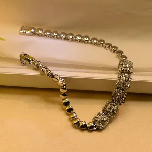 Luminous Design Silver Plated Crystal Stones Bracelet for Girls/Women - She Mart