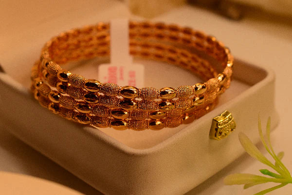 Luxury Unique Design Gold Plated 2pc Bangle Set for Girls/Women