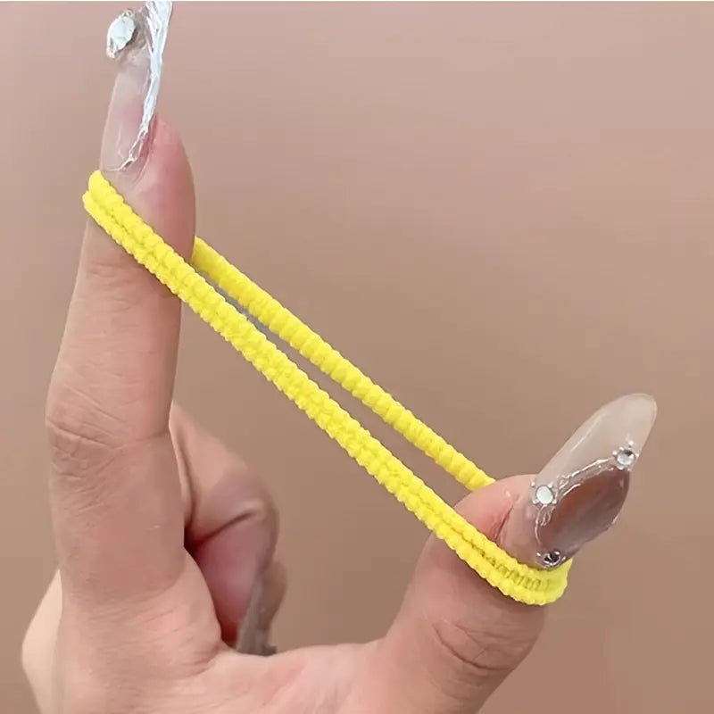 100 Pcs Mini Elastic Hair Band Multi-Color Hair Ties Pouch