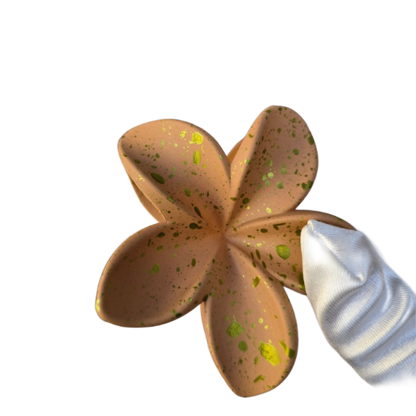 Mate Large Flower Hair Claw Clip Gold Splatter