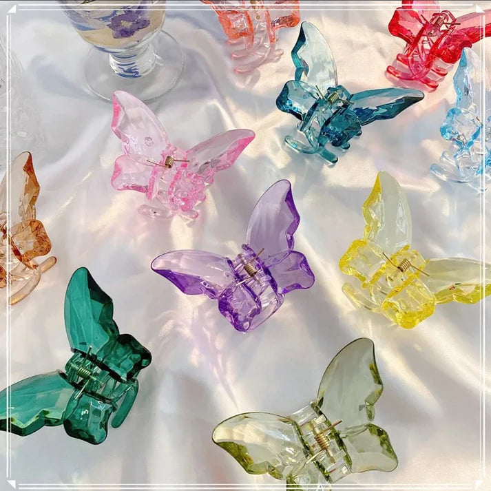 2 Mini Crystal Butterfly Claw Clip Multi Colors