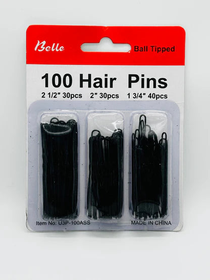 100 Pcs Bobbin Hair Pins - Assorted Sizes shemart