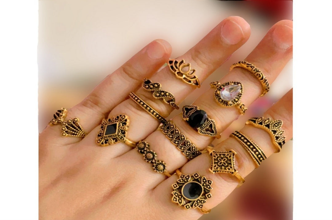Pack of 15 mid rings gold plated Turkish style