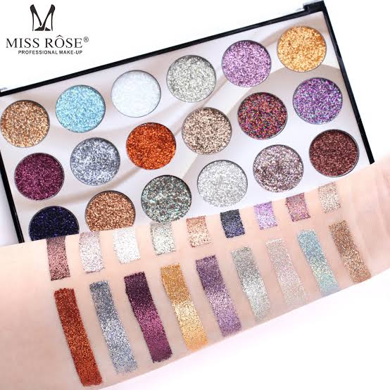 Miss Rose 18 Color Sequin Glitter Eyeshadow Palette shemart