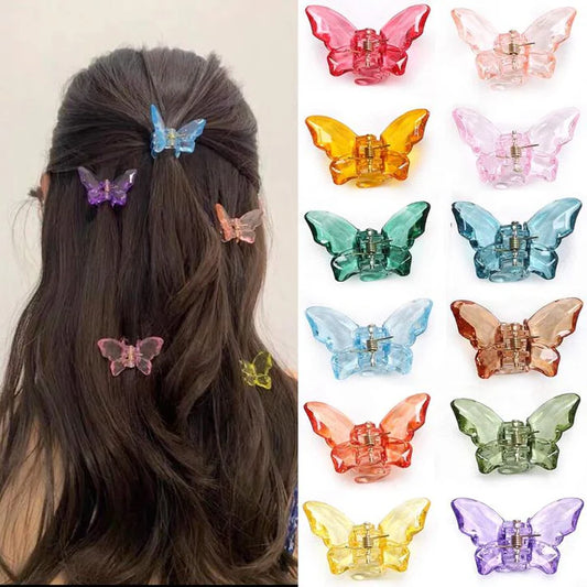 2 Mini Crystal Butterfly Claw Clip Multi Colors