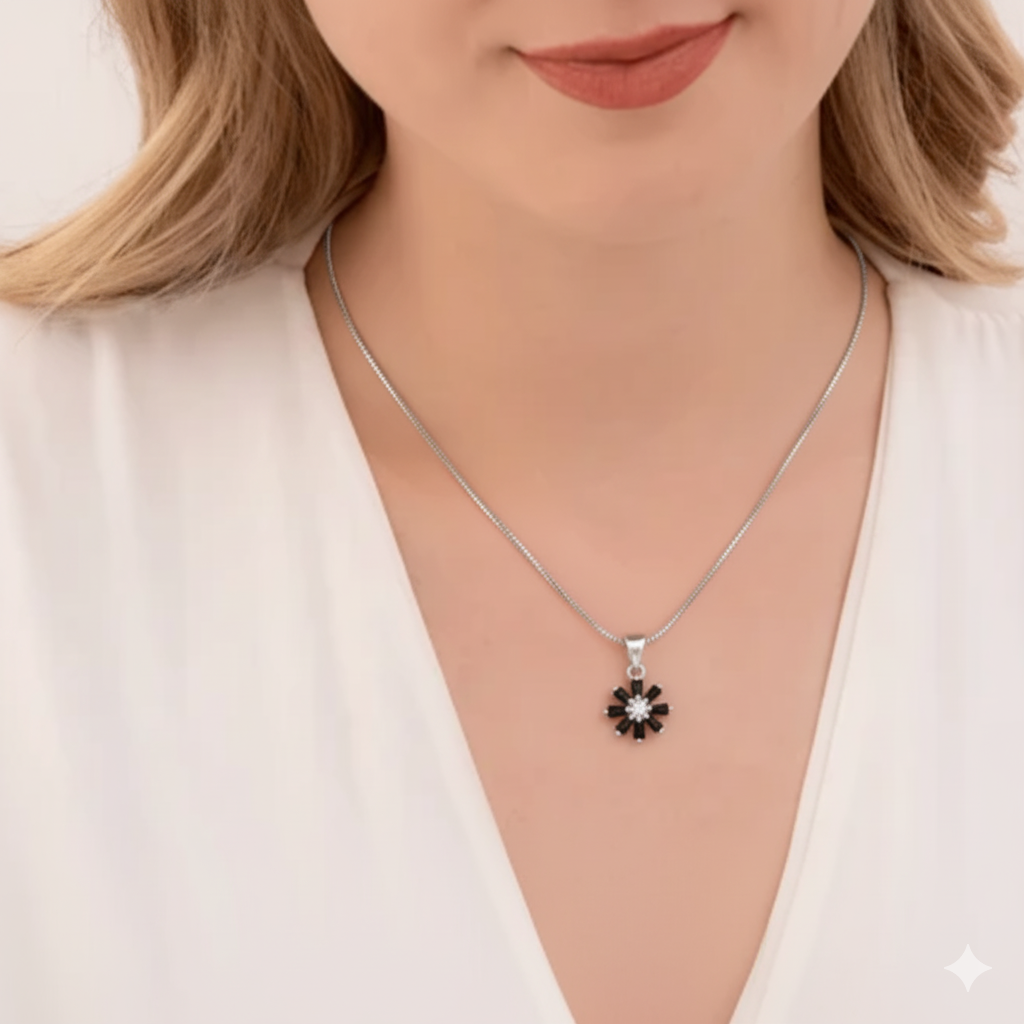 Luminous Design Silver Plated Real Stones Mala Chain for Girls/Women