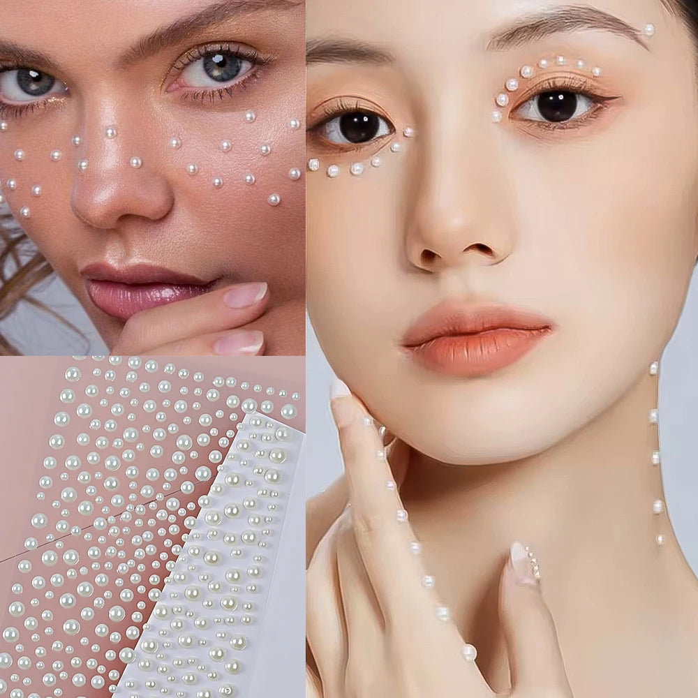 Pearl Self-adhesive Face Decorations for Bridal Eye Face MakeUp DIY Acrylic Crystal Pearl