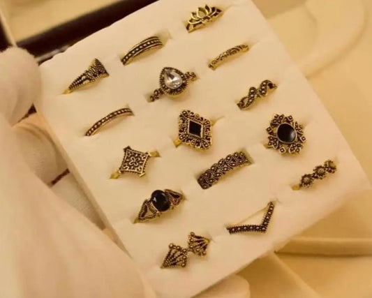 Pack of 15 mid rings gold plated Turkish style