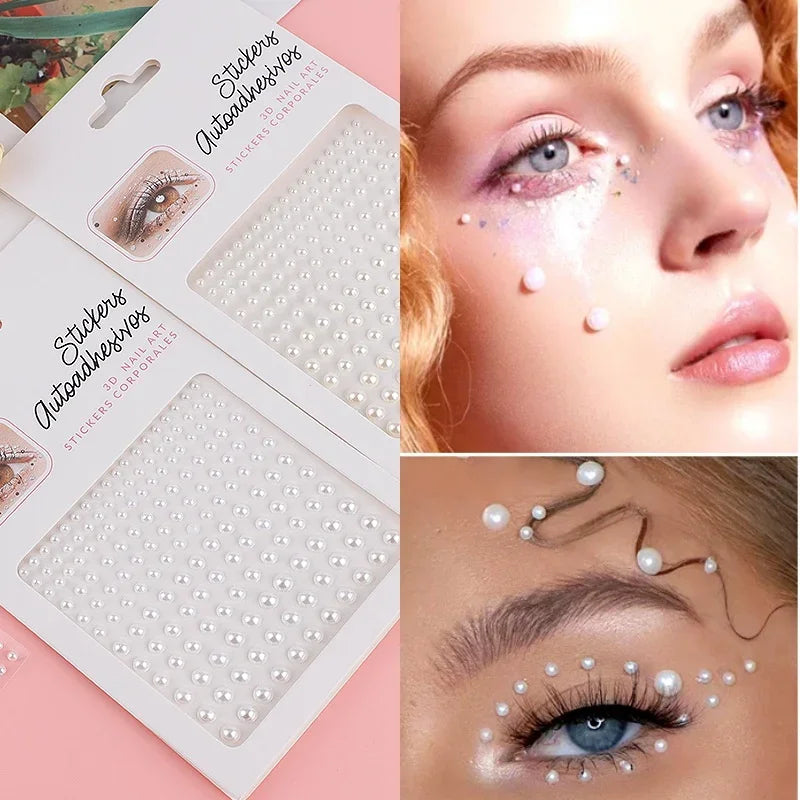 Pearl Self-adhesive Face Decorations for Bridal Eye Face MakeUp DIY Acrylic Crystal Pearl