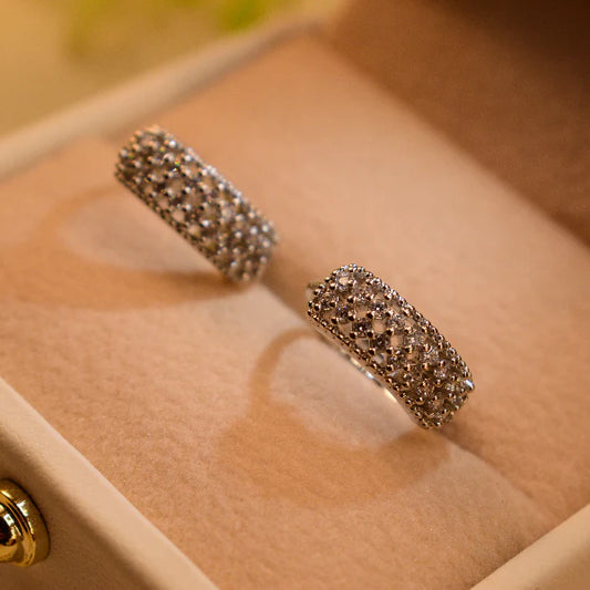 Sparkling Design Silver Plated Crystal Stones Earrings For Girls/women