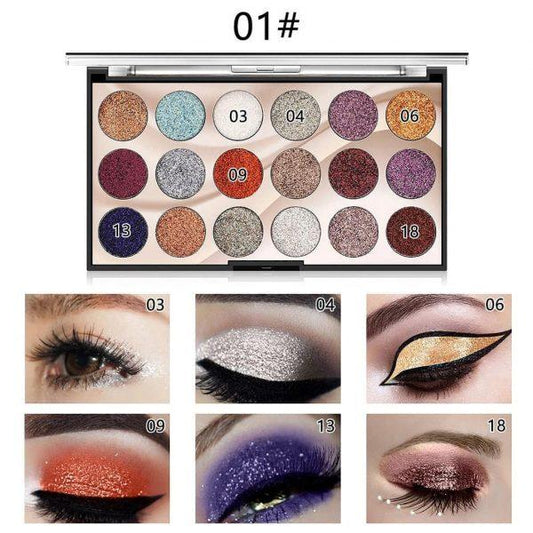 Miss Rose 18 Color Sequin Glitter Eyeshadow Palette shemart