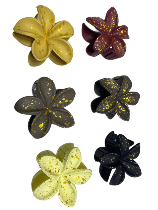 Mate Large Flower Hair Claw Clip Gold Splatter