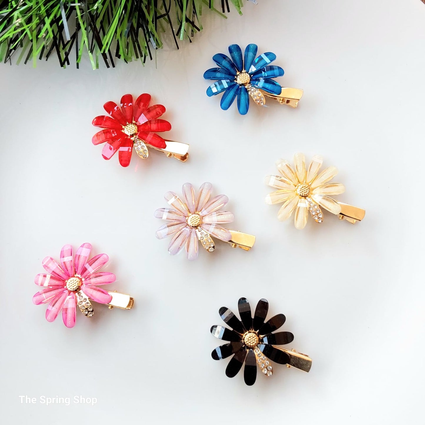 Flower Hair Clips for Girls 2pcs - Stylish Resin Floral Hair Accessories
