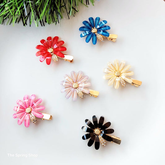 Flower Hair Clips for Girls 2pcs - Stylish Resin Floral Hair Accessories